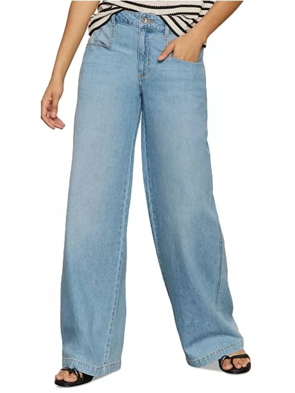 Sanctuary Highland Wide‎ Leg Denim 30 Sail Away Mid Rise Seam Detail NWT
